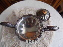Antique Vintage Ornate Silver Plated CSC Set-tea pot, sugar bowl and creamer