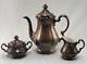 Antique Wmf Coffee/tea Set Silver Over Porcelain Tea Pot Sugar & Creamer Germany