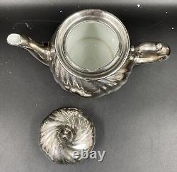 Antique WMF German Partial Tea Set Coffee Service 3 Piece Silver Over Porcelain