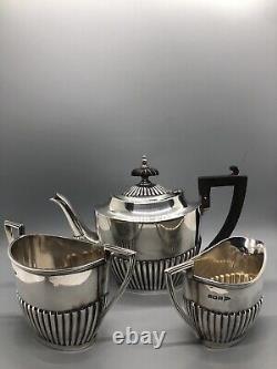 Antique Walker & Hall Sterling Silver 522 g Tea Set Pot Creamer & Sugar 1904