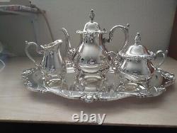 Antique Wilcox International Silver Plated Tea Set, 4 Pieces, Pattern ROCHELLE