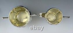 Antique c1890 Art Nouveau German Silver Iris Tea Set Sugar Bowl & Creamer