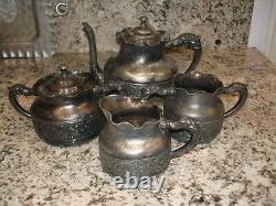Antique collectible 1800's Jennings Bros 5-pc Coffee/Tea Set, quadruple plated
