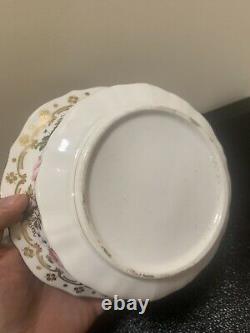 Antique english victorian Set tea pot creamer sugar bowl rococo Porcelain Teapot