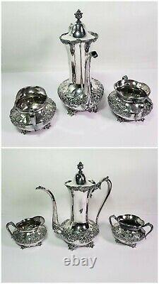 Antique ornate SilverPlated Coffee/Tea Pot Forbes Silver 3 pc service set #638