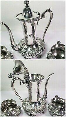 Antique ornate SilverPlated Coffee/Tea Pot Forbes Silver 3 pc service set #638