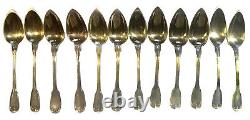 Antique set of 12 19th Century French Vermeil (18kt +. 950 silver) Coffee spoons