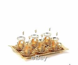 Arabic Tea Serving Set of 6 Swarovski Coated Handmade gift set