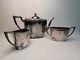Art Deco (1923) Silver Plated Tea Set Of 3 Teapot, Creamer And Sugar Bowl