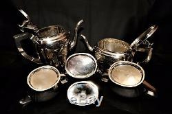 Art Nouveau 1911-1919 Hand Wrought Sterling Silver Tea/Coffee Set Service RARE