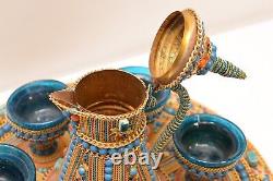 Art Nouveau Embellished Egyptian Revival Beaded Tea Rye Pot Serving Set 2.3