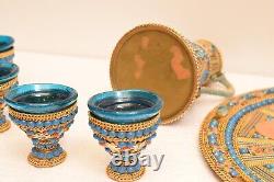 Art Nouveau Embellished Egyptian Revival Beaded Tea Rye Pot Serving Set 2.3
