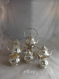 Arthur Stone Sterling Silver Tea Set Tilting Kettle On Cradle withTray 7pc #0176