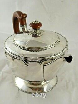 Arts & Crafts Sterling Silver 4 Piece Tea Set Harold Edwin Landon Chester 1935