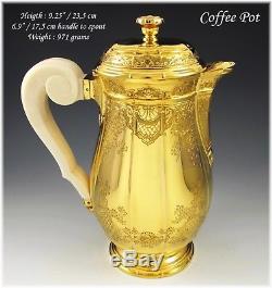 BOULENGER Antique French Vermeil Sterling Silver Regency BERAIN Tea Coffee Set