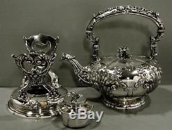 Bailey, Banks & Biddle Sterling Tea Set c1895 Hand Decorated 78 Oz