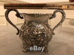 Baltimore Rose Schofield 17oz Sterling Silver Repousse Footed Sugar Bowl tea set