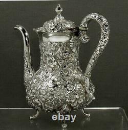 Baltimore Silversmiths Sterling Tea Set c1905 HAND DECORATED