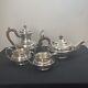 Barker Ellis 4 Piece Tea Set Creamer Sugar Silverplate Made In England Vintage