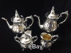 Baroque Tea & Coffee Service by Wallace Silversmiths Set + Large Serving Tray