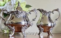 Baroque, Wallace (Older Edition)-Silverplate-5pc-Large Tray-Tea/Coffee Set