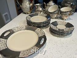 Bavaria China Tea/Coffee Set Silver And White Floral