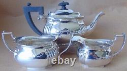Beautiful Antique Sterling Silver Fluted 3 Piece Tea Set 1913