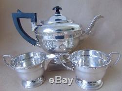 Beautiful Vintage Sterling Silver Four Piece Tea Set Service 1945