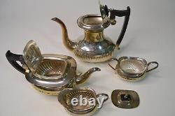 Beautiful Vintage Viners Of Sheffield Silver Plate Tea Coffee Set Service Ribbed