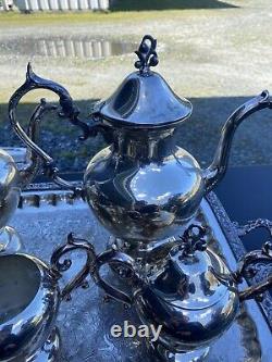 Birmingham Silver BIM14 7pc Tea Coffee Pot Tray Creamer Sugar Set Vintage 1950's