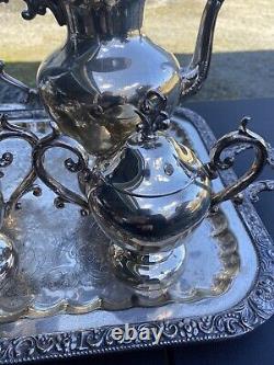 Birmingham Silver BIM14 7pc Tea Coffee Pot Tray Creamer Sugar Set Vintage 1950's