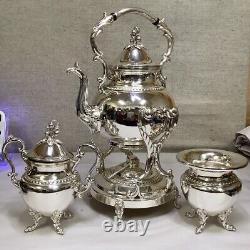 Birmingham Silver Co. Silver Plate 3 Piece Floating Coffee Tea Set Vintage