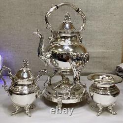 Birmingham Silver Co. Silver Plate 3 Piece Floating Coffee Tea Set Vintage