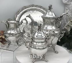 Birmingham Silver Plated tea set Coffee, Creamer, Sugar and Oneida tray 4 pcs