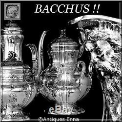 Boivin Fabulous French Sterling Silver Vermeil 18k Tea Coffee Set 4 pc Bacchus
