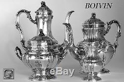 Boivin Fabulous French Sterling Silver Vermeil 18k Tea Coffee Set 4 pc Bacchus