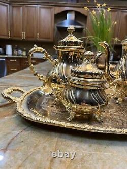 Bronze coffee tea set with tray
