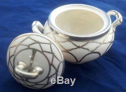 C1890 Art Nouveau 3 Piece Lenox Sterling Silver Overlay Tea Set