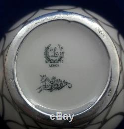C1890 Art Nouveau 3 Piece Lenox Sterling Silver Overlay Tea Set