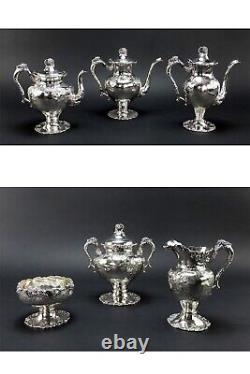 C1890s Fantastic Barbour / Int'l Silver Plate 7pc Grape Vine Tea Set