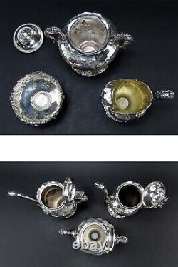 C1890s Fantastic Barbour / Int'l Silver Plate 7pc Grape Vine Tea Set