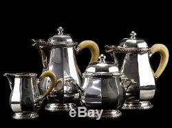 C1925 French Art Deco 4 Piece 950 Silver Tea & Coffee Set