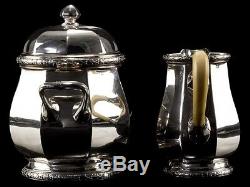C1925 French Art Deco 4 Piece 950 Silver Tea & Coffee Set
