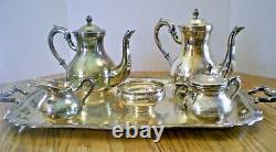 C1940's STERLING SILVER TEA SET FROM PERU MID CENTURY 6 PIECE WITH TRAY