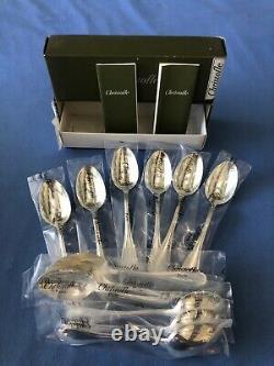 CHRISTOFLE Paris POMPADOUR Set of 12 Tea coffee Spoons Silver-plated 6 NEW