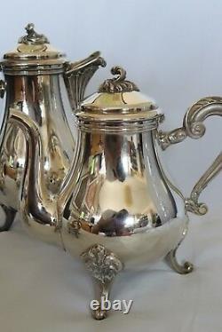 CHRISTOFLE silver plated Coffee Tea sugar creamer set 4 MARLY Louis XV France