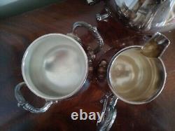CHRISTOFLE silver plated Tea sugar creamer set MARLY Louis XV France + BOX