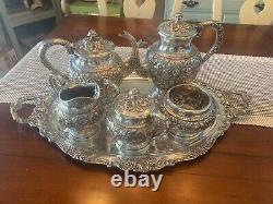 CLEAN 6 PC S KIRK & SON Co REPOUSSE STERLING SILVER TEA / COFFEE SET ca. 1920