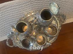 CLEAN 6 PC S KIRK & SON Co REPOUSSE STERLING SILVER TEA / COFFEE SET ca. 1920