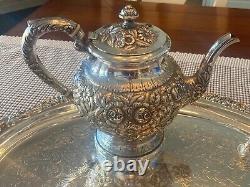 CLEAN 6 PC S KIRK & SON Co REPOUSSE STERLING SILVER TEA / COFFEE SET ca. 1920